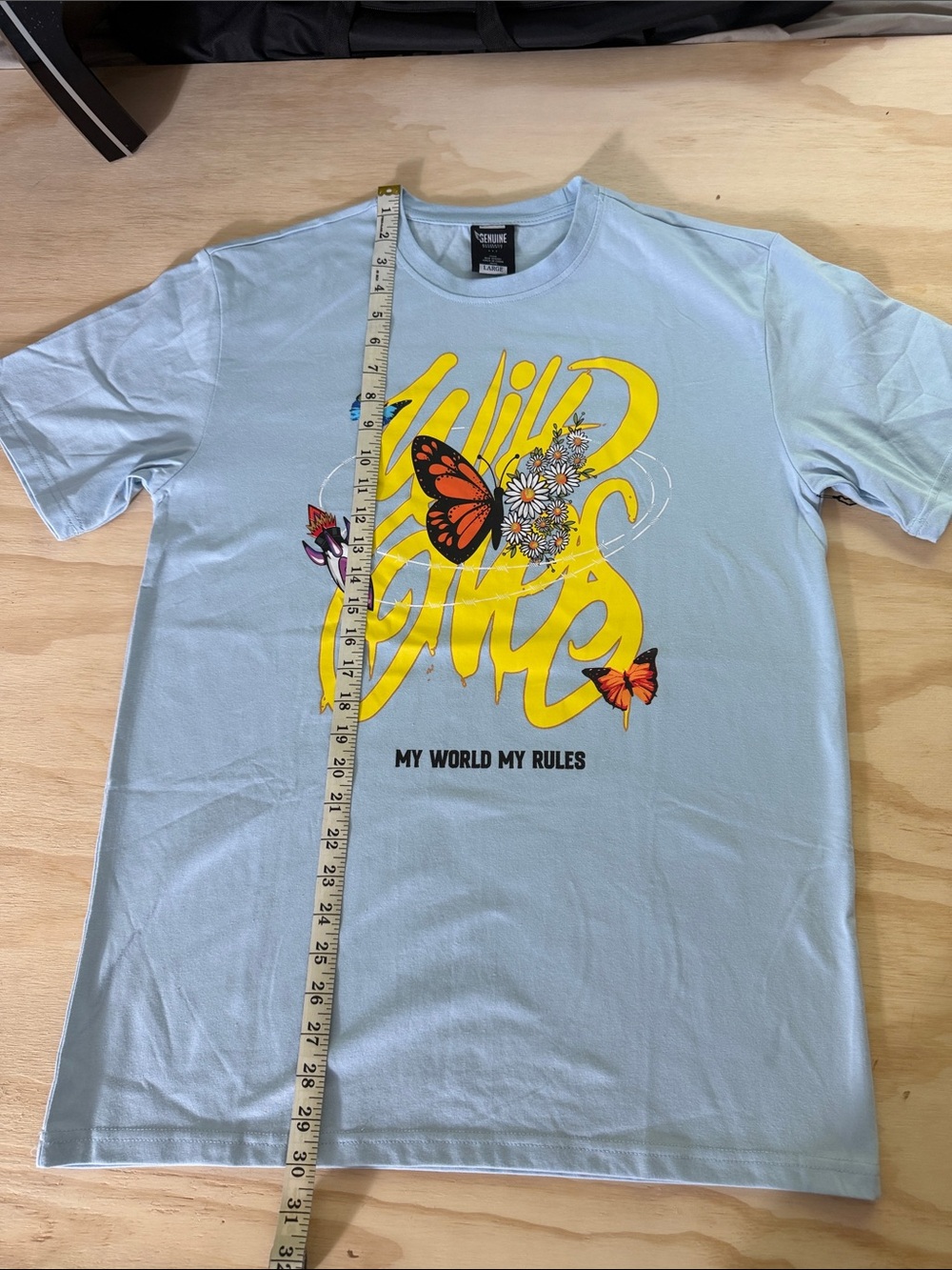 Light Blue Short-Sleeve Kids Tee with Butterfly Graphic - Picture 4 of 6